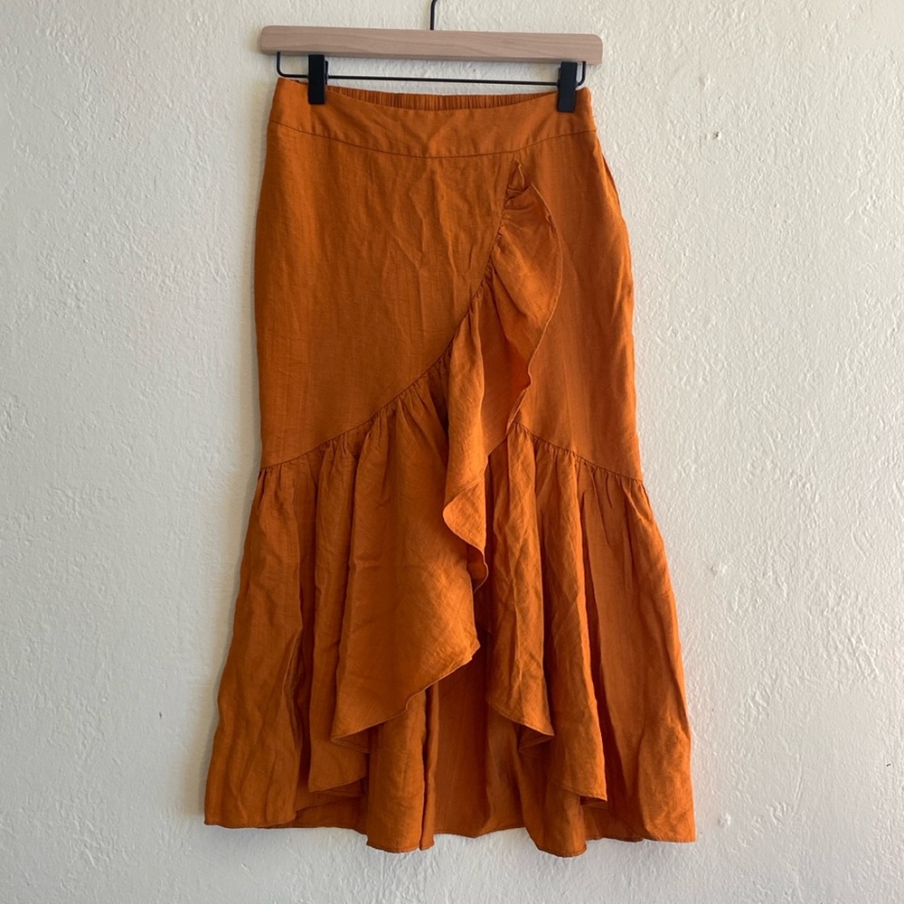 *BOGO Emerson Lang women’s high low midi skirt burnt orange size small tiered